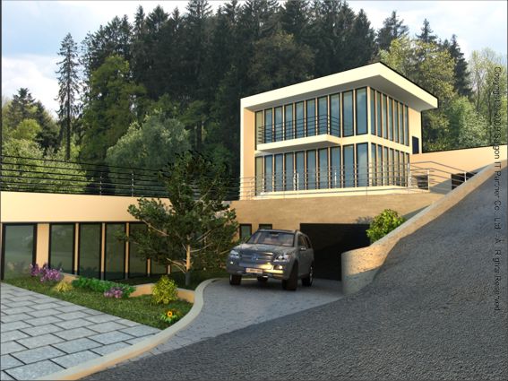 Bitte in die Grafik zur Vergr&ouml;sserung klicken. Beispiel einer H&auml;userreihe als Architekturvisualisierung exterior, erstellt in 3DS MAX und Vray